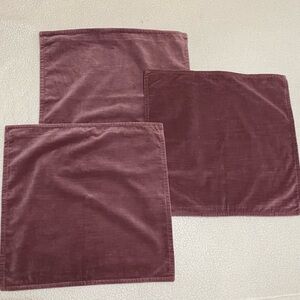 Pottery Barn 3 velvet pillow covers 20” x 20” very good condition